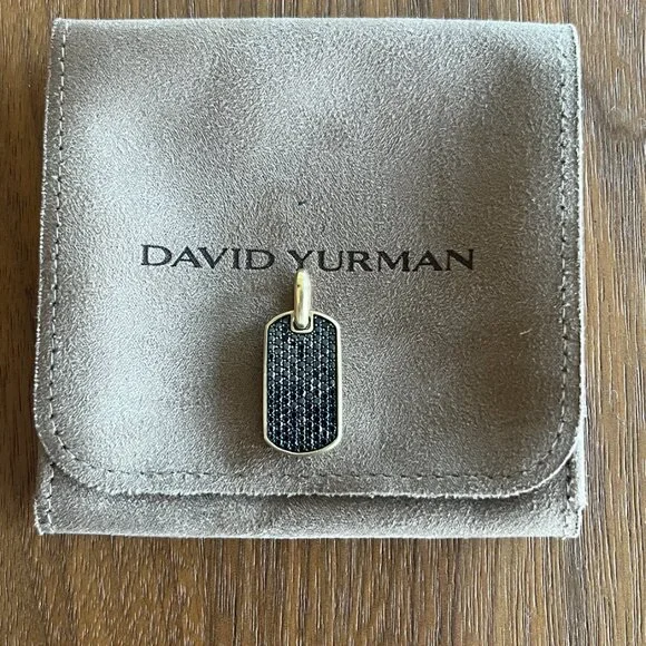 DAVID YURMAN 18K 750 YELLOW GOLD DIAMOND CHEVRON TAG PENDANT